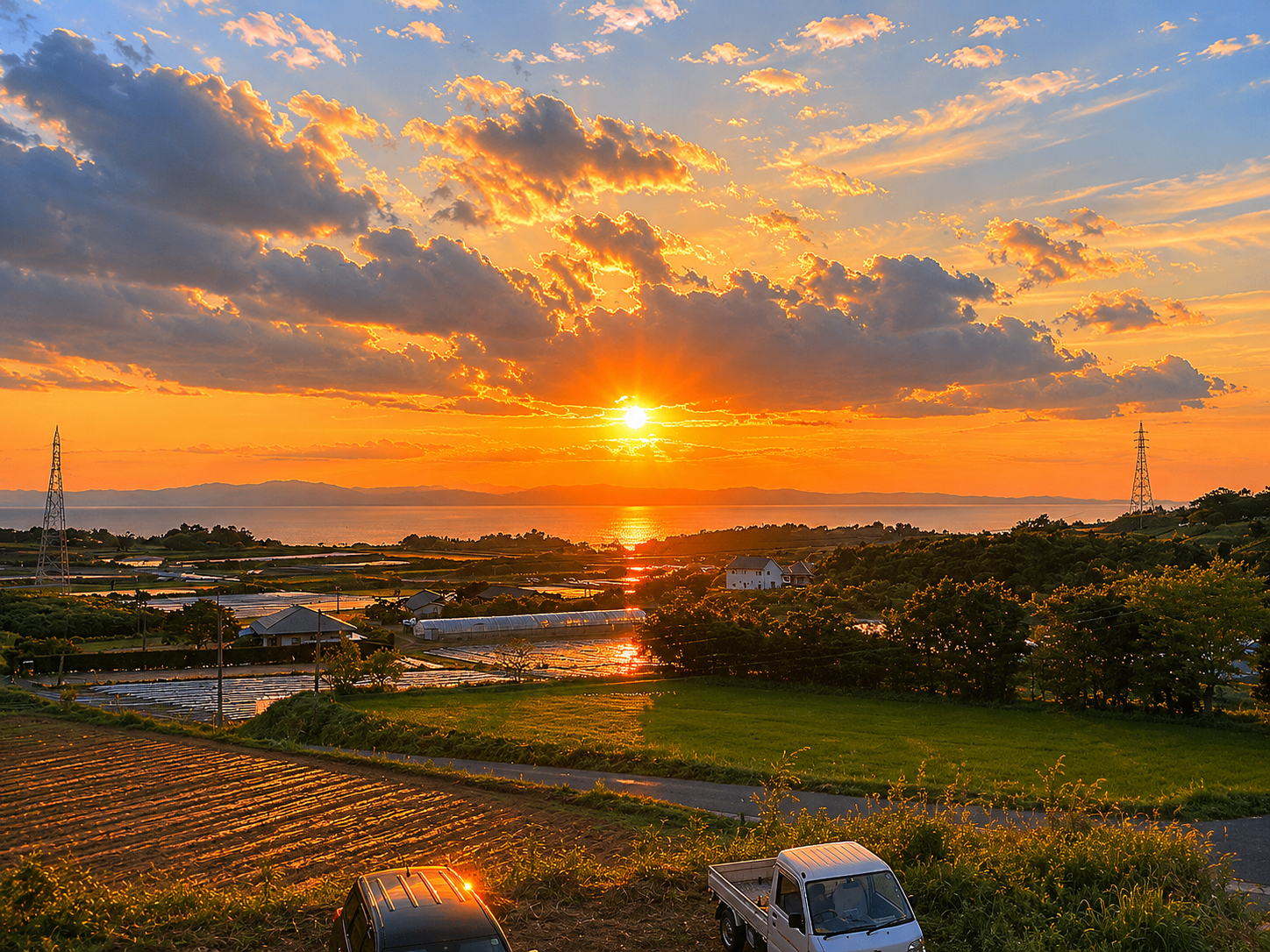 高台にあるので、錦江湾の向こうに沈む綺麗な夕陽が楽しめます